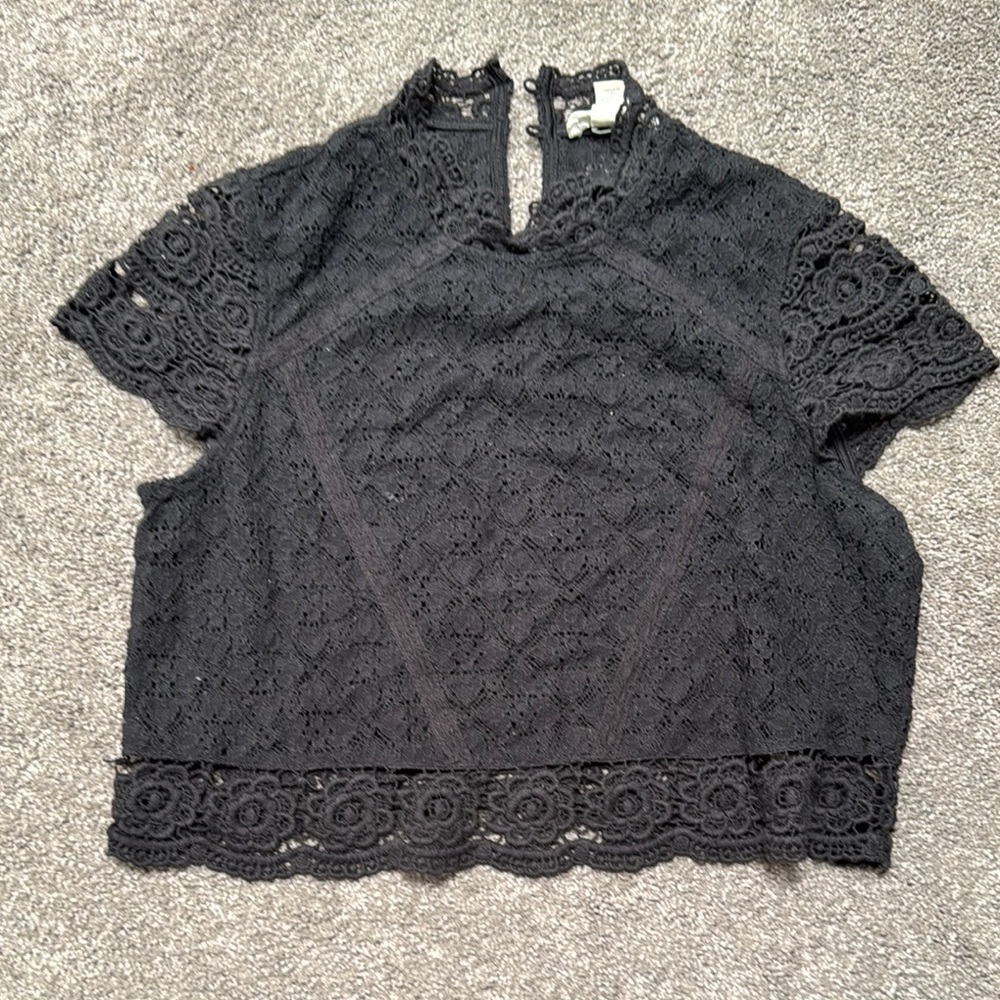 Forever 21 Black Cropped Embellished Blouse